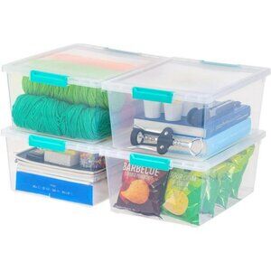 Clear Plastic Storage Bins with Lids 4 Pack Stackable Craft Organizer Box